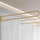 Hanging Room Divider Curtain Rod U Shaped Wall Divider for Privacy Separation Modern Room Separator Curtain Track Metal Space Divider for Bedroom, Fitting Room and Beauty Salon Privacy (Gold)