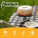 Exquisite Picnic Table Cover - 12 Pack Round Premium Black & White Checkered BBQ Table Cover - Gingham Checkerboard Disposable Plastic Tablecloth 84 inch