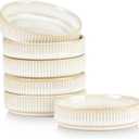 famiware Star Soy Sauce Dish Ceramic Dipping Bowls Set of 6, 4 oz Individual Dip Sauce Cups/Bowls/Dishes/Plates, Small Serving Bowl for Side Dishes, Dessert, Ice Cream, Condiments - Cappuccino White