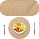 Kochorie 25 Pieces Burlap Placemats 15 Inch Round Reusable Brown Table Mats Natural Jute Fibers Placemats Bulk Circle Rustic Table Decorations for Dining Wedding Holiday Farmhouse Supplies