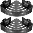 2 Pack Corner Shower Caddy Suction Cup Rust-proof aluminum alloy With 4 hooks No drilling required Removable Waterproof Bathroom Storage Rack for Shampoo, Shower Gel, Razors (gunmetal gray)