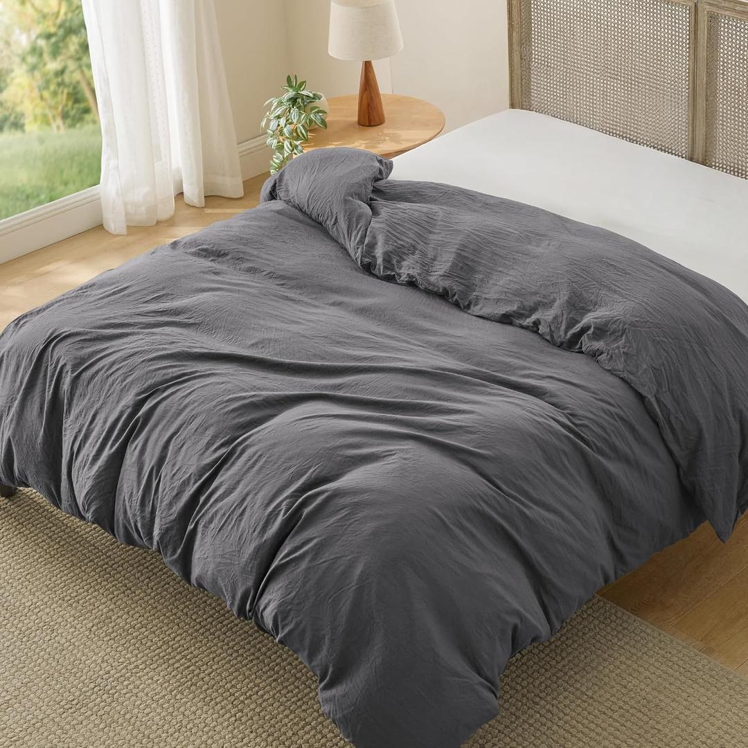 Bedsure Dark Grey Duvet Cover King Size Only - Prewashed Cotton-Like Polyester Extra Soft All Season Bedding, Includes 1 Duvet Cover 104x90 Inches with Zipper Closure, (No Comforter)