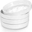 Herogo Pasta Bowls Set of 4, 34oz Stoneware Large Wide Shallow Plates and Stackable Serving Ceramic Bowls Dishes Sets for Salad Soup Cereal, Microwave & Dishwasher Safe, Speckled White