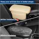 Car Center Console Cover Fit for Volkswagen Atlas Leather Armrest Cover with 2 Storage Bags Waterproof Console Cover Scratch & Wear Resistant(Beige)