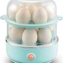 Elite Gourmet EGC1215M Easy Egg Cooker, Stainless-steel Heating Plate, Two-Tiered, 14-Egg Capacity, Soft, Medium, Hard-Boiled, Auto Shut-Off, Omelets, Poached Eggs, Measuring Cup, Piercing Pin, Mint