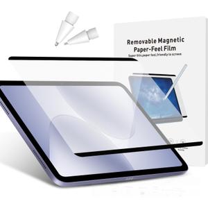 Magnetic Matte Paper Film for iPad Pro 13-inch M5/M4 (2024-2025) & iPad Air 13-inch M4/M3/M2 (2024-2026), Detachable & Reusable, Anti-Glare Matte Finish with 2 Extra Pencil Tips