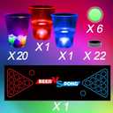YHFUISK Glow in The Dark Beer Pong Table Mat, Drinking Game Pong Game with Party Cups, Glow Pongs for Indoor Outdoor Party Game Party Supplies Decoration Flashing&Red&Blue1