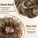 2PCS Messy Bun Hair Piece for Women Wavy Curly Scrunchies Synthetic Chignon Ponytail Hair Extensions Thick Updo Hairpieces Brunette/Ash Blonde
