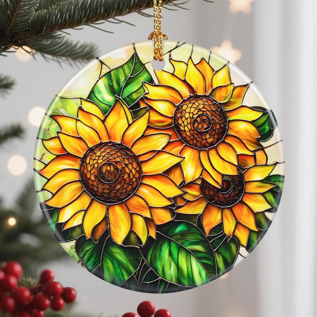 6 x Christmas Ornaments, Sunflower Ornament, Christmas Tree Decorations, Holiday Decorations, Holiday Ornaments, Sunflower Gifts, Flowers Lovers Gift, Holiday Party Gifts, and Xmas Gift Ideas
