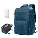 Travel Backpack with Pump for Women, Personal Item Carry on Backpacks Flight Approved 18x14x8 inches for Men,Laptop Waterproof Work Compression bags Casual Daypack,Peacock Blue