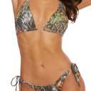 Women Camo Bikini Set, Padded Top Tie Side Bottom Triangle Bathing Suit, Camouflage Green Bikini (X-Small)