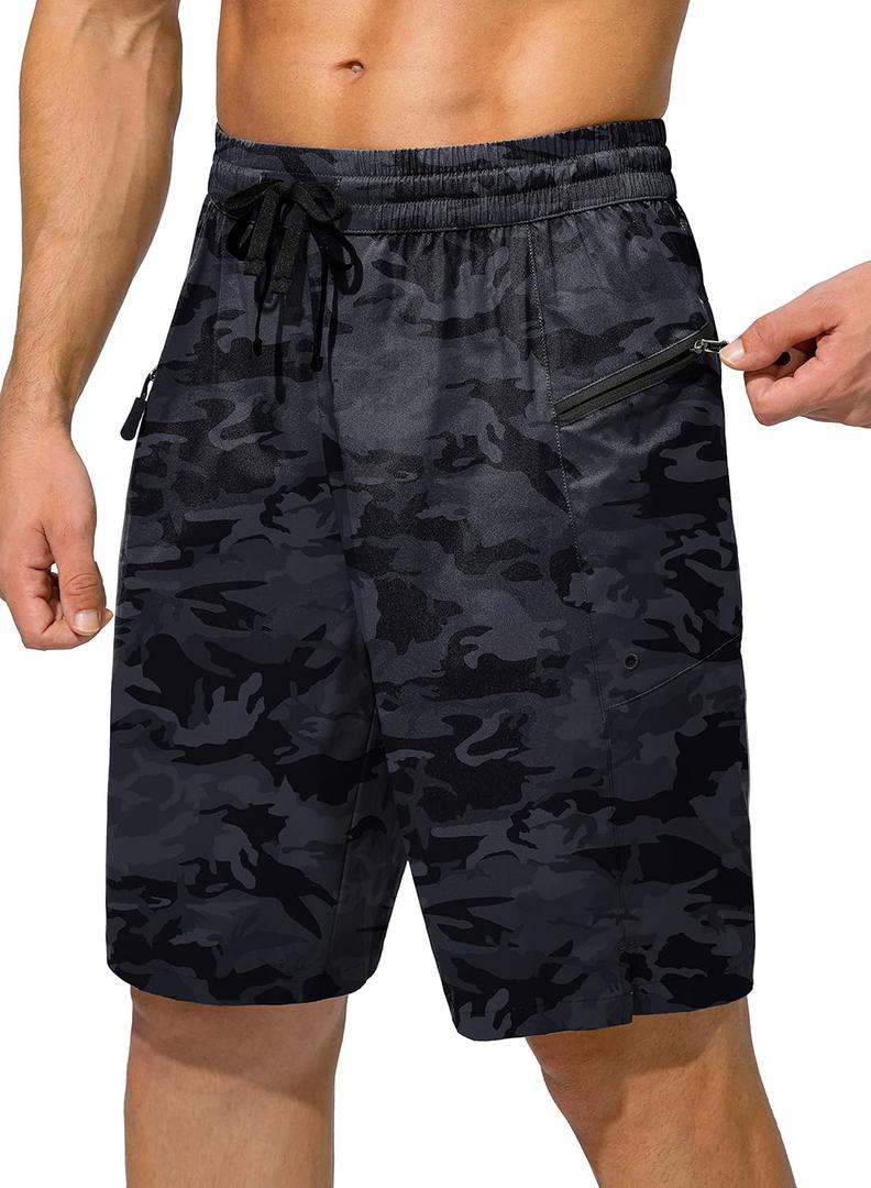 Men's Swim Trunks Quick Dry Board Shorts with Zipper Pockets Beach Shorts Bathing Suits for Men - No Mesh Liner (Gray, XXL)