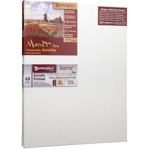 Masterpiece ZSME-1421 Monet Pro 1.5" Deep Cotton 14.6oz Sierra Heavy Weight Medium Tooth Stretched Artist Canvas 14" x 21" 3 Pack