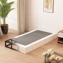 Twin Box Spring, Metal Box Spring Twin 7 Inch Bed Base with Fabric Cover, Sturdy Mattress Foundation, Easy Assembly, Noise Free, Black