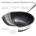 KITEXPERT Non Stick Wok Pan with Lid,12" Titanium Ceramic Pan Nonstick Stainless Steel Stir-fry Pans, PFAS PFOA & PTFE Free, Quick-Cool Handle, Dishwasher & Oven Safe, Compatible with All Cooktops