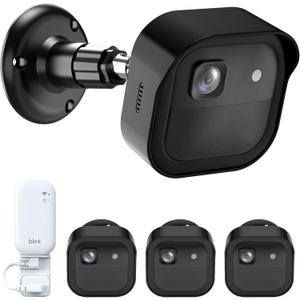 Blink Camera Mount for Outdoor 2K+, 3 Pack Protective Housing and 360 Adjustable Bracket, Snap-On Case for Easy Battery Change, Cable Management Blink Sync Module Mount(Black)