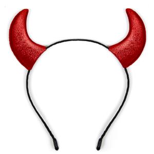 Huachi Devil Horns Headband Red Devil Horn Halloween Headbands, Glitter Halloween Devil Costume for Women Men, Red
