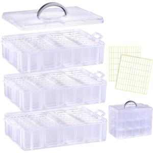Bead Organizer Box, 84pcs Small Plastic Containers with Lids and Labels, 3-Tier Stackable Storage Box, Mini Clear Bead Storage Boxes for Jewelry Craft Diamonds Beads DIY Nail Screw Small Parts