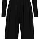 PRETTYGARDEN Jumpsuits for Women Dressy Fall Fashion Clothing 2026 Long Sleeve Mock Neck Date Night Rompers Business Outfits,small