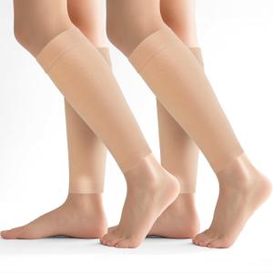 2 Pairs Calf Compression Sleeves Men&Women 20-30mmHg Medical Shin Splint for Leg Surpport Relief Pain Varicose Veins, X-Large, Beige Calf