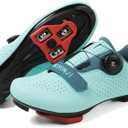 Cycling Shoes, Unisex Delta Cleats Compatible, Indoor Peloton and Outdoor Road Bike Shoes for Men and Women (Teal)