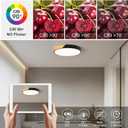 Modern LED Ceiling Light, Minimalist Wood Flush Mount Ceiling Light Fixture, 4000K Not Dimmable, Circle Lighting Lamp with Acrylic Lampshade for Bedroom Dining Room Laundry (Black,15.8")