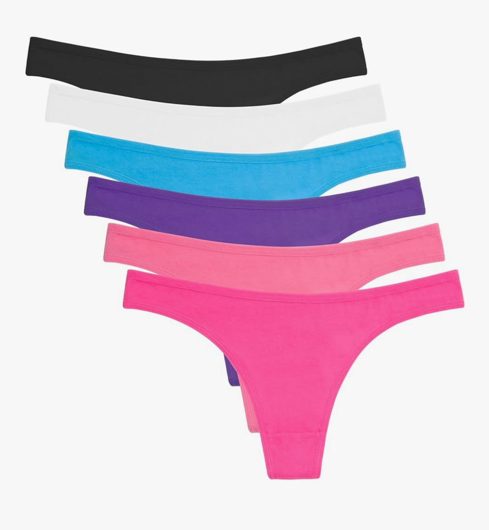 ANZERMIX Women's Breathable Cotton Thong Panties Pack of 6 (6-pack Basics, Medium)