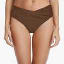 Tempt Me Women Twist Bikini Bottom Moderate High Cut Bathing Suit Bottoms Ruched Swimsuit Bottom Medium
