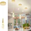 Pendant Light Kitchen Islan Gold Mini Crystal Chandelier Modern Hanging Light Fixture for Dining Room, Living Room,Bedroom, Foyer（3-Pack）