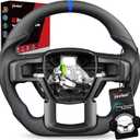 Full Leather Steering Wheel for F150 Raptor 2017-2020 Gen 2
Heated Compatible, D-Shape Flat Bottom, Perforated Leather Grip, Blue Stripe & Stitching, Matching Matte Accent