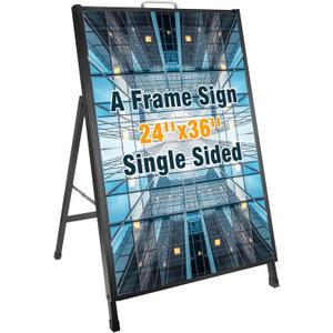 Heavy Duty A- Frame Sidewalks Poster stand 24 x 36 Inch Outdoor Sign with Carry Handle Black Coated Metal Collapsible Sidewalks Signs Stand Single-sided Display Poster Boards Suitable Sandwich Board for Indoor Outdoor