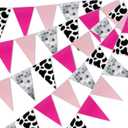 5Pcs 41 Ft Cowgirl Party Decorations Western Cowgirl Pennant Banner Pre-Assembled Pink Triangle Flag Bunting for Western 80s 90s Disco Cowgirl Birthday Party Supplies