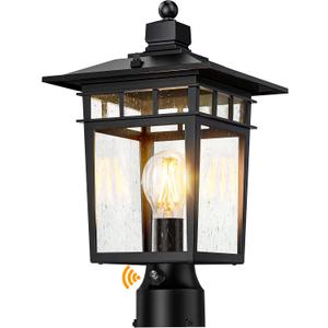 17'' Dusk to Dawn Outdoor Post Lights,Black Lamp Post Light Fixture, Waterproof Aluminum Outside Lamp Posts Light Outdoor Lighting, Pole Lantern for Yard Patio Pathway Garden Deck, E26 Base (1-Pack)