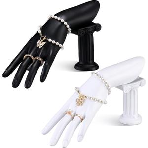 Yalikop 2 Pack Resin Mannequin Hand Jewelry Display Holder Stand for Ring Bracelet Necklace Home Table Decor