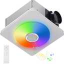 Bathroom Exhaust Fan with Bluetooth Speaker and Light, 190 CFM Powerful Vent Fan, Music-Sync 7-Color RGB Light, 3 Color Temperatures, 1.0 Sone Ultra Quiet, Ceiling Mount, 13.78'' *13.78''