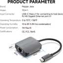 PEPPER JOBS USB C to Ethernet Adapter, Gigabit Ethernet Adapter to USB 3.0 Type-C Ethernet Network Adapter, Portable Thunderbolt Adapter, Laptop USB C Hub forMacBook Air/Pro, XPS, USB-C Device