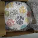 Funny Dog Paw Print 6 Pcs Coaster Set with Holder Round Ceramic Coasters Colorful Cute Beige Kids Cat Pawprint Claw Absorbent Cup Drink Coasters Set for Modern Coffee Table Bar Wine Beer Protect