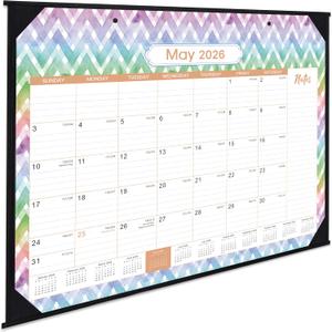 2 x 2026 Calendar - 2026 Desk Calendar Large 22x17, Jan. 2026 - Dec. 2026, 17x 22, 4 Corner Protectors, Premium Thick Paper, 2 Hanging Holes, Rolled Desk Calendar with Box