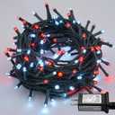 2 Pack 
YEGUO 66ft 200 LED Christmas Lights Outdoor Waterproof, 8 Modes Purple String Lights Plug in, Green Wire Twinkle Tree Lights Indoor with Timer Memory