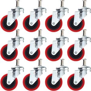 12 Pck Heavy-Duty 2.5" Swivel Caster Wheel Creeper Service Cart Stool Post Mount (Red)