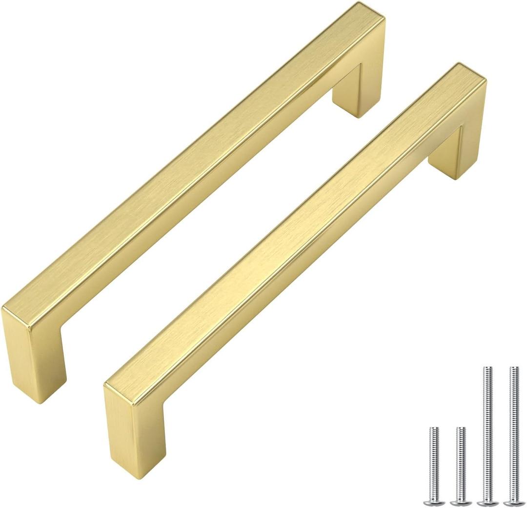 Goldenwarm 20 Pack 5 inch Brushed Gold Cabinet Pulls Brushed Gold Cabinet Handles Kitchen Handles for Cabients Drawer Pulls Kitchen Hardware for Cabinets