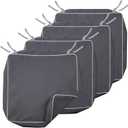 Porch Shield Outdoor Patio Cushion Covers Set 4 Waterproof Fade Resistant Chair Seat Cushion Slipcovers 24 x 24 x 4 inch, Dark Grey