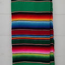 Vtg Mexican Sarape Throw Blanket Fringe Hand Woven Multicolor Striped Sz 60 X 86
