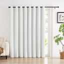 100% Blackout Linen Curtains for Bedroom,White Black Out Curtain 84 Inch Long 1 Panel Extra Wide Grommet Room Darkening Farmhouse Window Curtains for Living Room, Long Drapes,100" W x 84" L