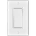 2 Pack Single Pole Light Switch with Wall Plate, UL Listed, 15A 120/277V, On/Off Rocker Paddle Interrupter Wall Switch, Grounding Screw, Residential Grade, Suitable for Home and Business, White