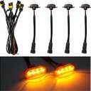 Dickno 4PCS Car Grille Lights, Bright Amber LED Grill Lights with Wiring Harness, Waterproof Front Grill Trim Lamps, Vehicle Exterior Grille Lamps Compatible with F150 F250 F350 (Black+Yellow)