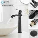 BWE Bathroom Vessel Sink Faucet Waterfall Spout Single Handle One Hole Oil Rubbed Bronze Tall Vessel Lavatory Vanity Faucet with Pop Up Drain Assembly and Supply Hose