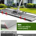 Lawn Leveling Rake 30"x10", Professional Stainless Steel Lawn Leveler Tool with Adjustable 78" Handle, Heavy Duty Anti-Fracture Connectors, Curved Edge Landscape Rake for Garden, Golf Course, Farm