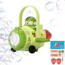 Bubble Machine Gun for Toddlers, LED Airplane Bubble Machine Gun for Kids, Bubble Toys with DIY Sticker Bubble Solutions for Outdoor Party Birthday Summer Fun (Green)