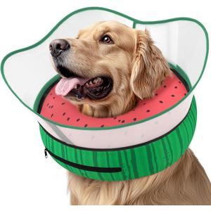 Supet Raised Inflatable Dog Cone Collar to Stop Licking, Soft Dog Cone Alternative After Surgery, Pet Neck Donut Collar for Small Medium Large Dogs (Watermelon)